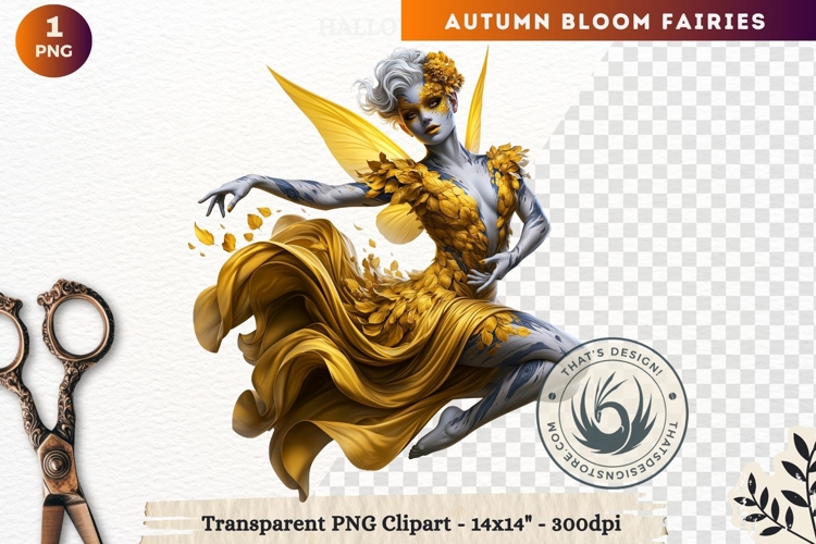 Autumn Bloom Floral Fairy Clipart, Mythical Fantasy PNG