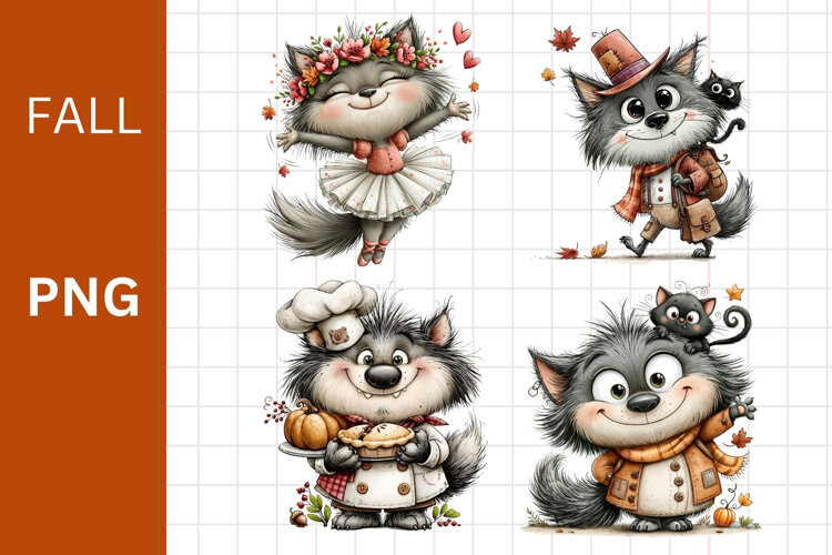Fall PNG, Halloween PNG, Wolf PNG, example image 1