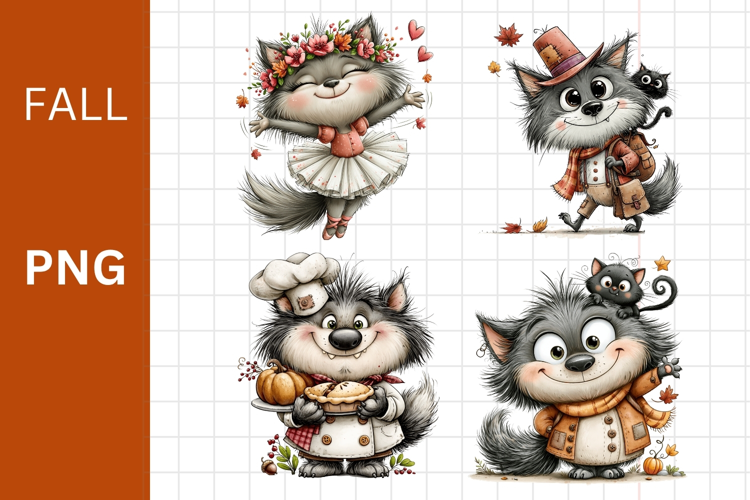 Fall PNG, Halloween PNG, Wolf PNG,