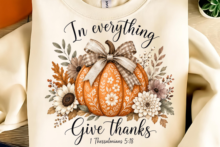 Funny Thanksgiving PNG, In Everything Give Thanks PNG, Fall