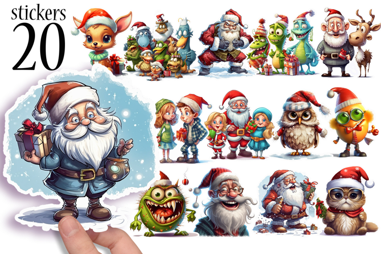 Christmas Sticker Bundle 20 Cute Stickers on 4 Sheets