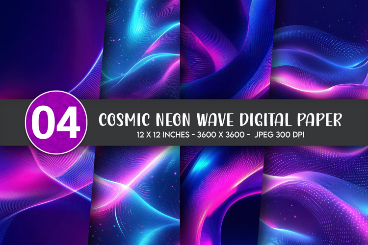 Cosmic Neon Wave Digital Paper