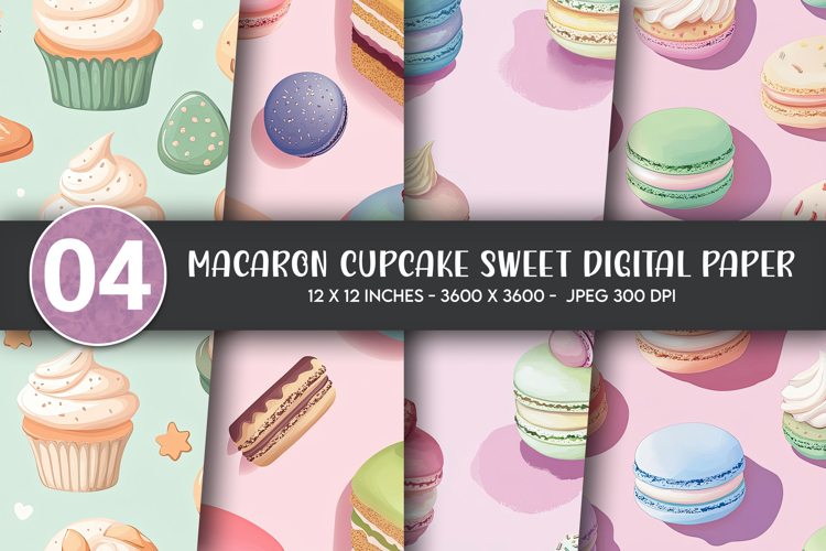 Macaron Cupcake Sweet Digital Paper example image 1