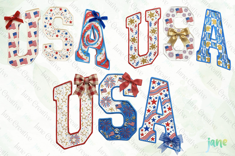 4th of July USA Painted Clipart