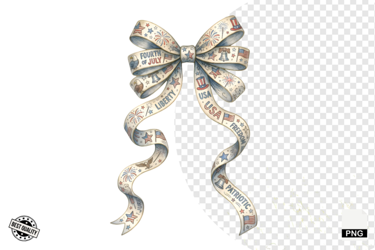 Patriotic American Bows PNG - 4th Of July Clipart example image 1