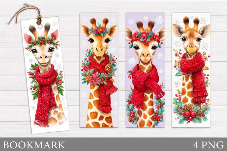 Christmas Giraffe Bookmark. Christmas Bookmark Sublimation
