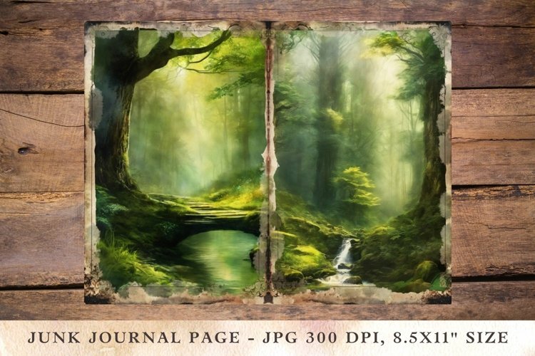 Printable Junk Journal Pages elf forest 3 example image 1