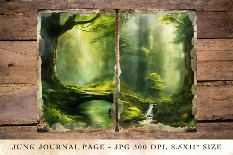 Printable Junk Journal Pages elf forest 3
