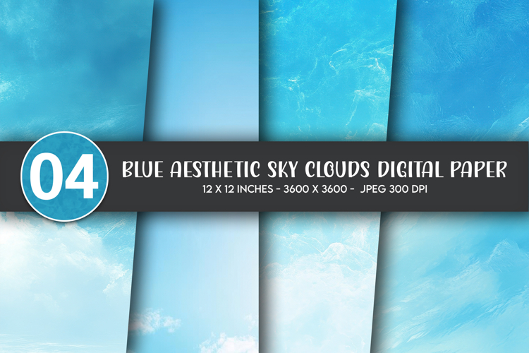Blue Aesthetic Sky Clouds Digital Paper