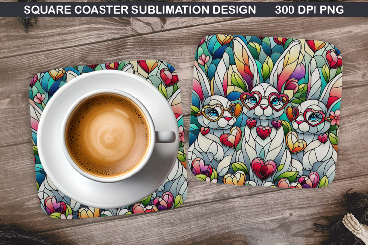 Bunny Coaster Sublimation, Christmas Coaster PNG Design