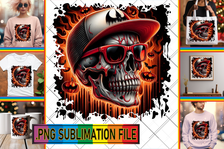 Bright TOTE BAG Gift Ideas PNG, Skull