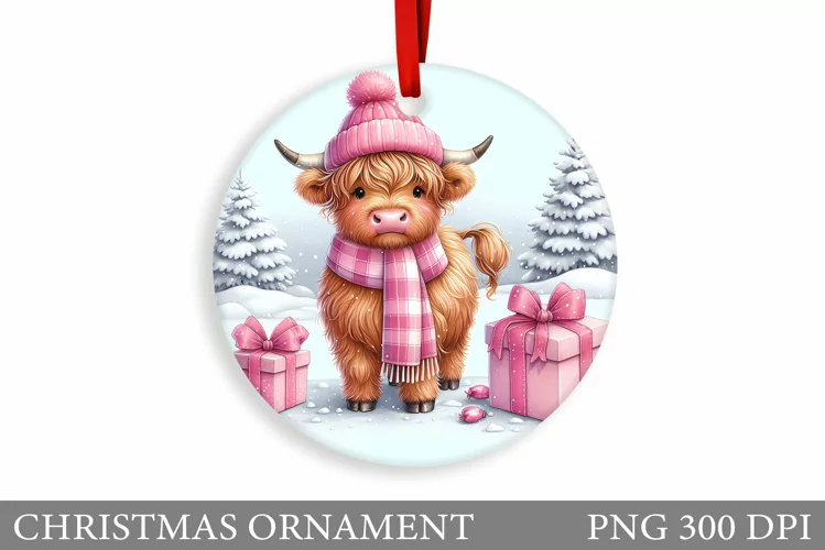 Cute Cow Christmas Ornament. Christmas Ornament Sublimation