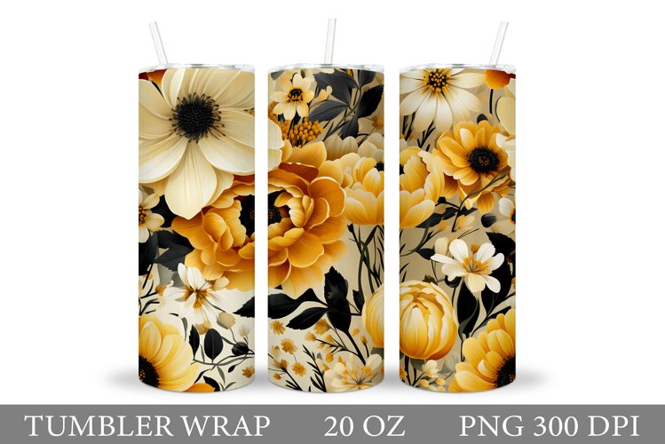 Flowers Tumbler Wrap Design. Sublimation Tumbler Flowers