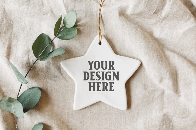 Christmas Star Ceramic Ornament Mockup | Holiday Star