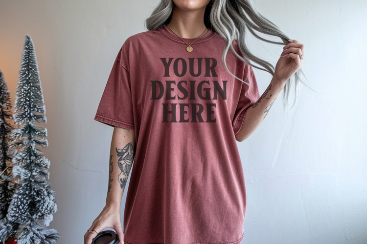 Brick Christmas Comfort Colors 1717 TShirt Mockup,cc1717 moc