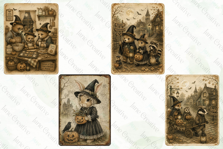 Vintage Halloween Card PNG Clipart