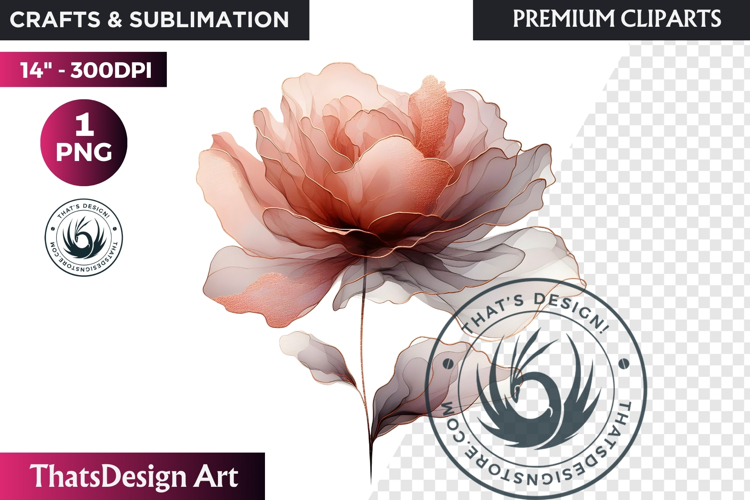 Rose Gold Pink flowers Clipart, Abstract Flowers Wedding PNG