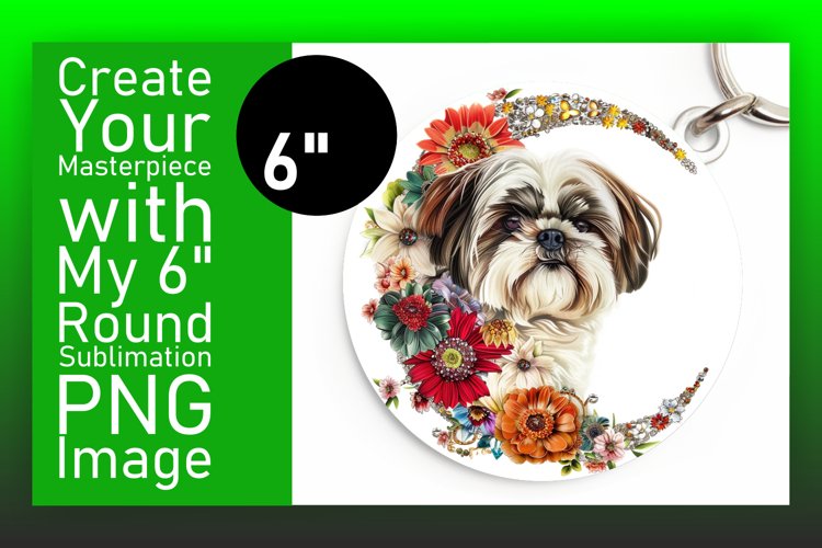 Fashionable Round Dog Sublimation Keychain