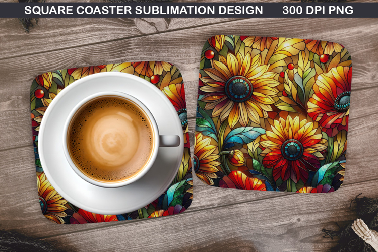 Flowers Coaster Sublimation, Spring Coaster PNG Design