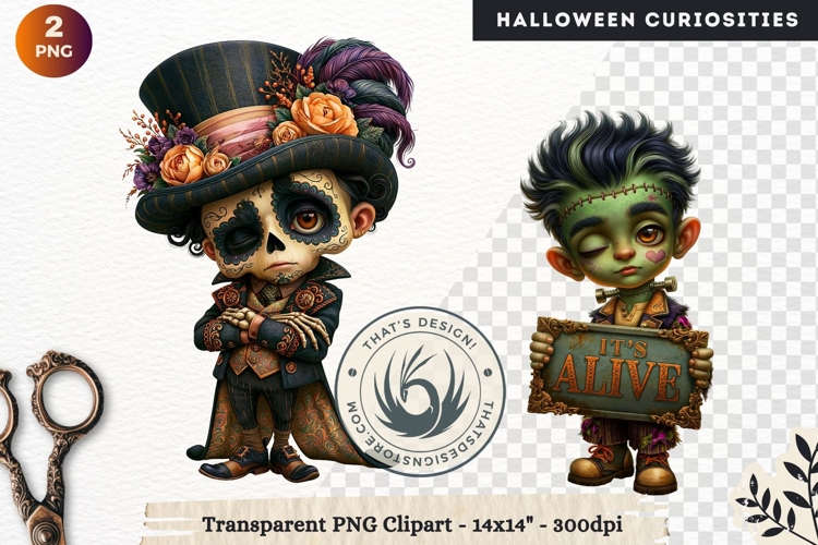 Surreal Halloween Character Cliparts Spooky Curiosities
