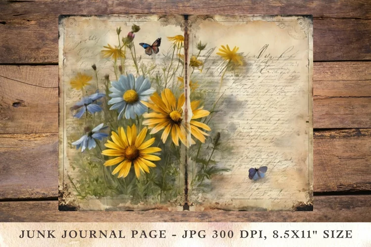 Printable Junk Journal Pages wildflower 22