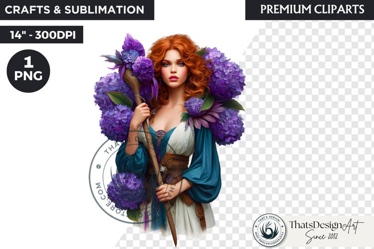 Royal Hydrangea Guardian Fantasy Warrior Floral Graphic