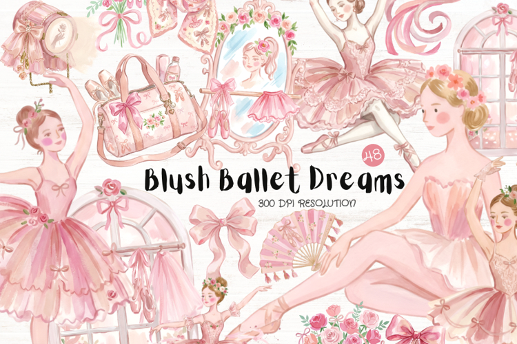 Blush Ballet Dreams Girl Clipart example image 1