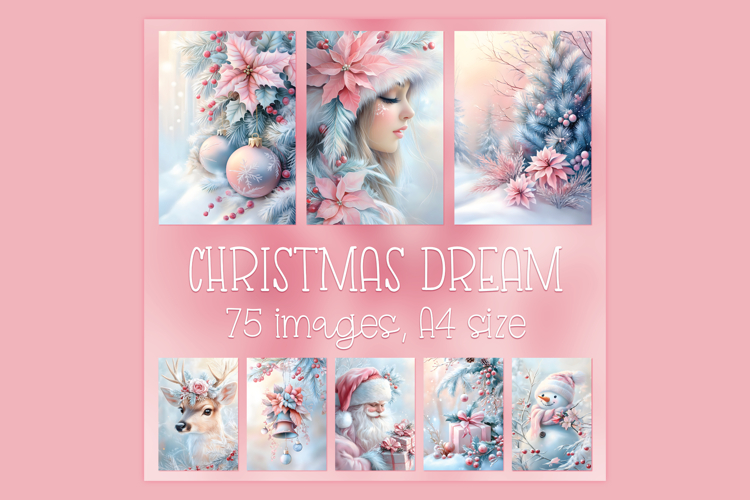 A4 size Pastel Christmas Digital Papers, DIY Card Making