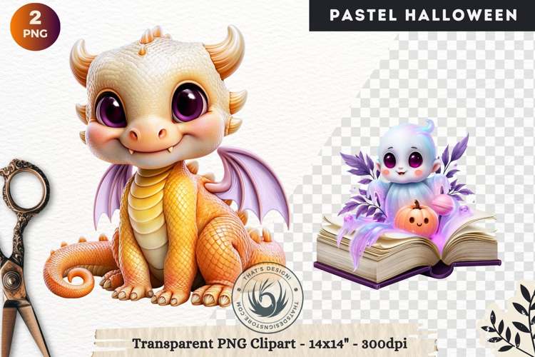 Cute Halloween Pastel characters Clipart sublimation