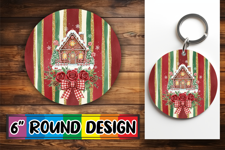 Blissful Keychain Round Design PNG, Christmas