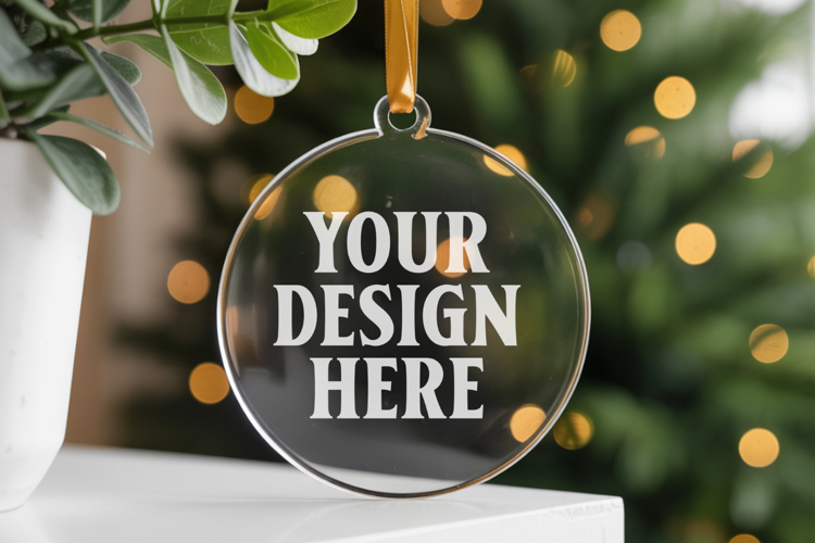 Acrylic Christmas Ornament Mockups , acrylic blank mockup