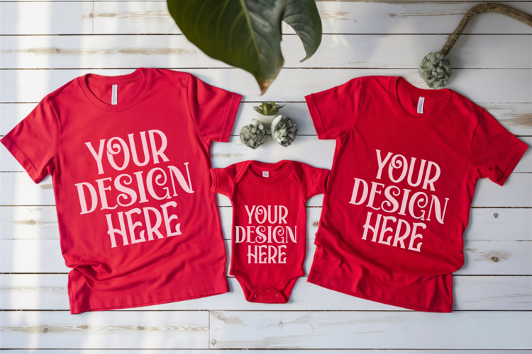 Christmas Family Matching Flat Lay T-Shirt Mockups