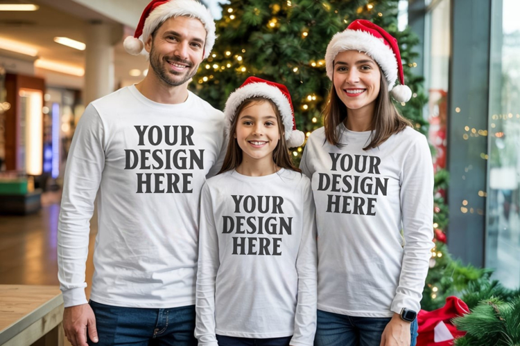 Christmas Family Matching T-Shirt Mockups | Holiday Group