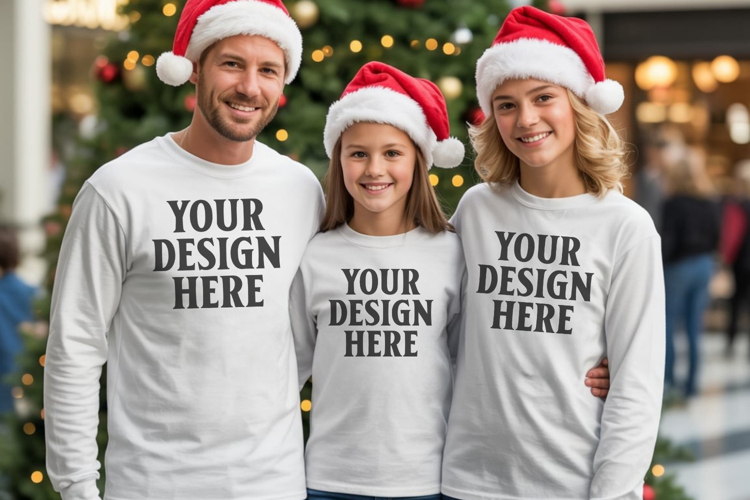 Christmas Family Matching T-Shirt Mockups | Holiday Group