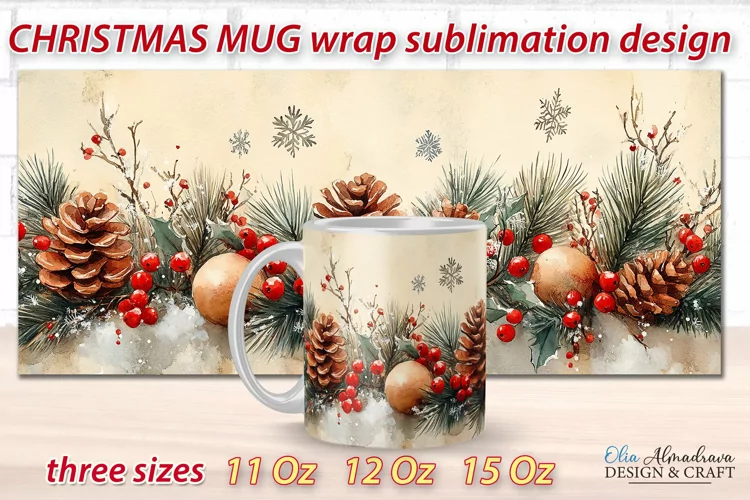 Christmas Mug Wrap design| Mug Sublimation Cricut Template