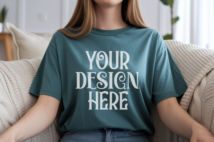 Blue Jean Comfort Colors 1717 T-shirt Mockups,1717 Mockups