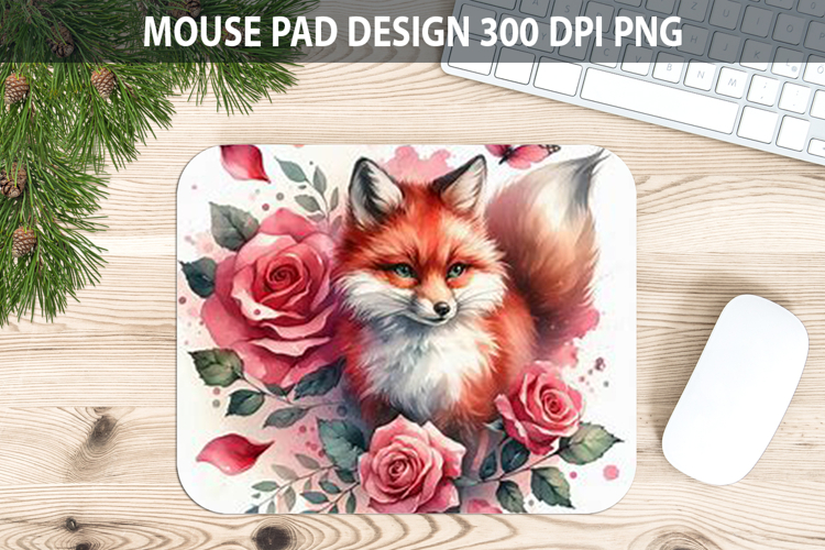 Watercolor Foxes Mouse Pad Sublimation - Valentines PNG