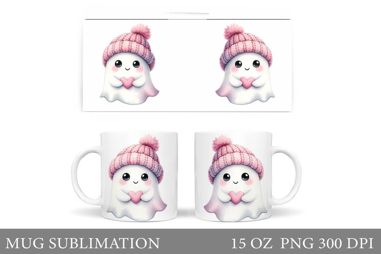 Cute Ghost Mug Design. Cute Halloween Mug Sublimation example image 1