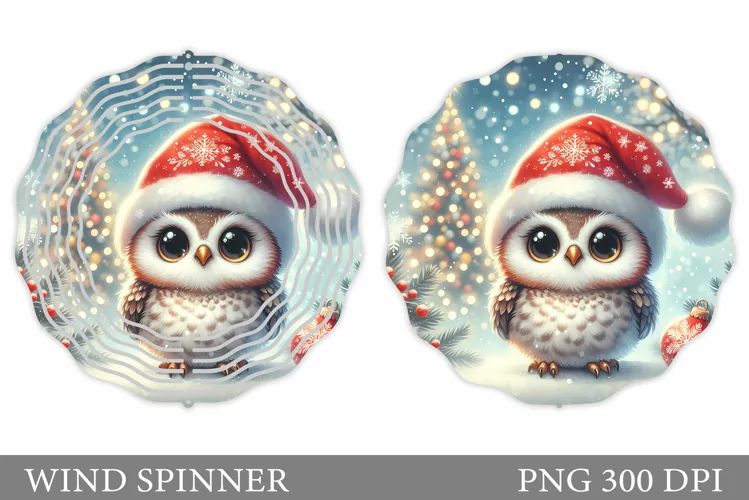 Cute Owl Wind Spinner. Christmas Wind Spinner Sublimation