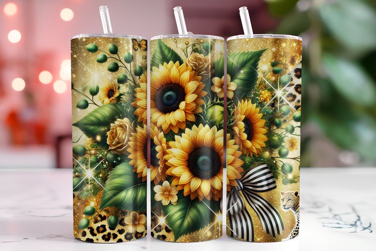 Sunflowers Leopard 20oz Tumbler Wrap Sublimation