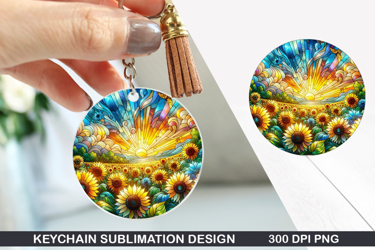 Flower Keychain Sublimation - Spring Keychain PNG Design