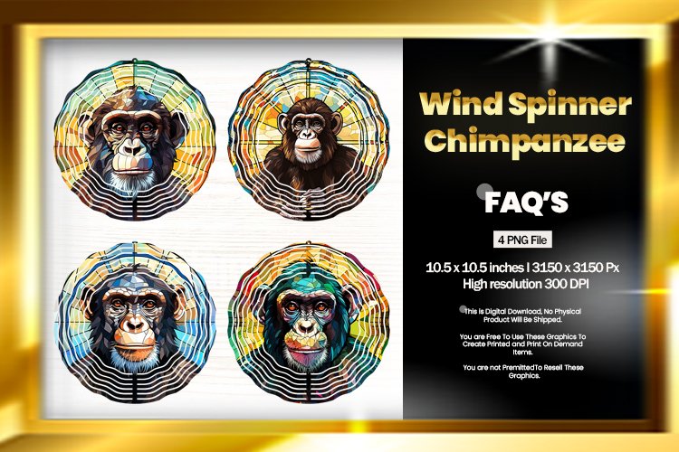 Chimpanzee Wind Spinner Sublimation - 04 Variations example image 1