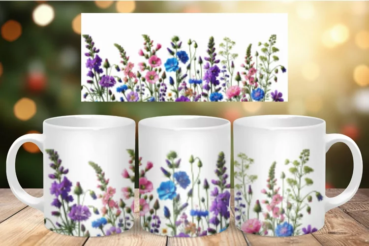Valentine Mug Wrap Sublimation - wildflowers