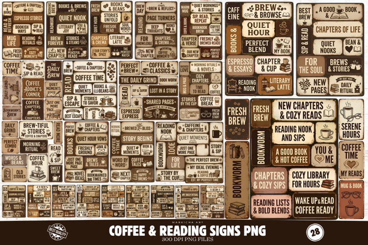 Coffee & Reading Signs PNG Clipart