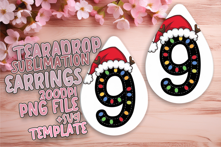 Stylish Teardrop Earrings Sublimation , Christmas