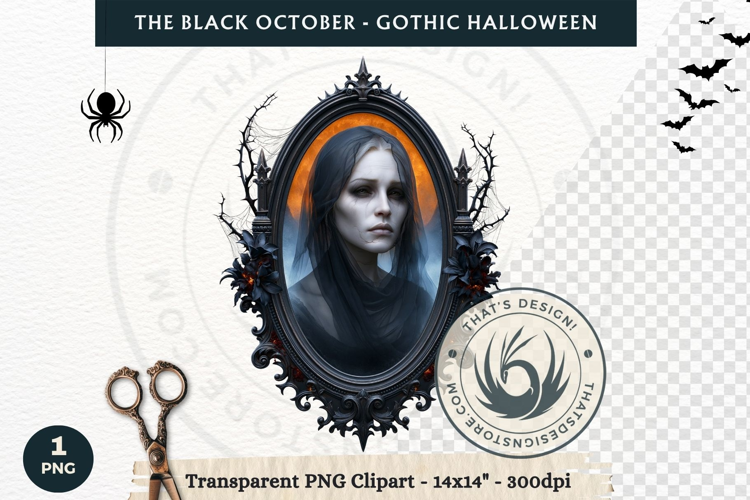 The Black October Gothic Halloween Clipart, Horror character
