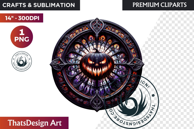 Gothic Jack O Lantern Clipart Horror Stained Glass Halloween