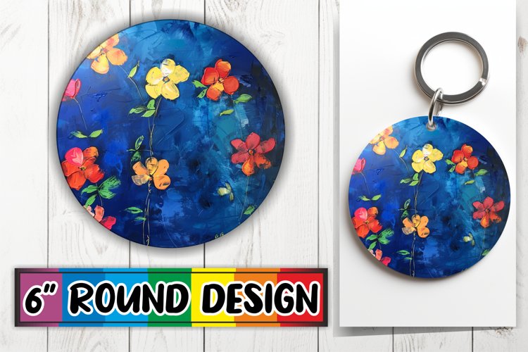 Radiant Blossom Sublimation Circles - Keychain   Car