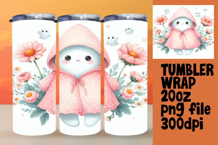 Unique 20oz Sublimation Design , Cute Ghost