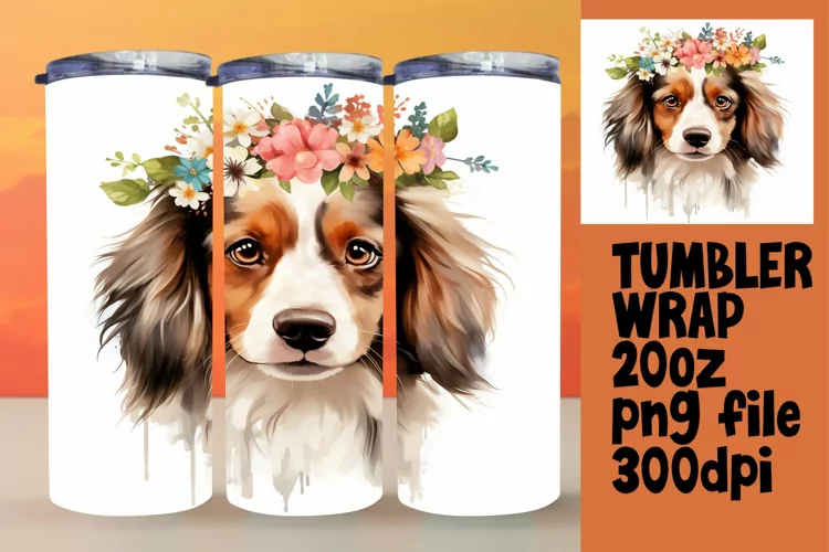 Artistic Dog and Floral Sublimation Elegance